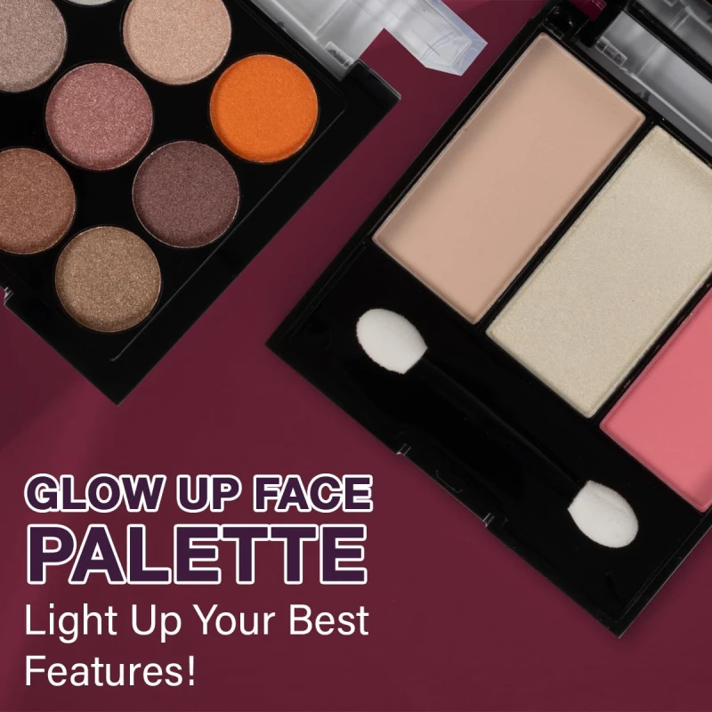 Hilary Rhoda Glow Up Face Palette | Face Palette with Blush, Highlighter, Face Powder & Eyeshadows | Highly Pigmented Face Palette | Available in 4 Variants | 20.6g (Shade 01) thumbnail 8